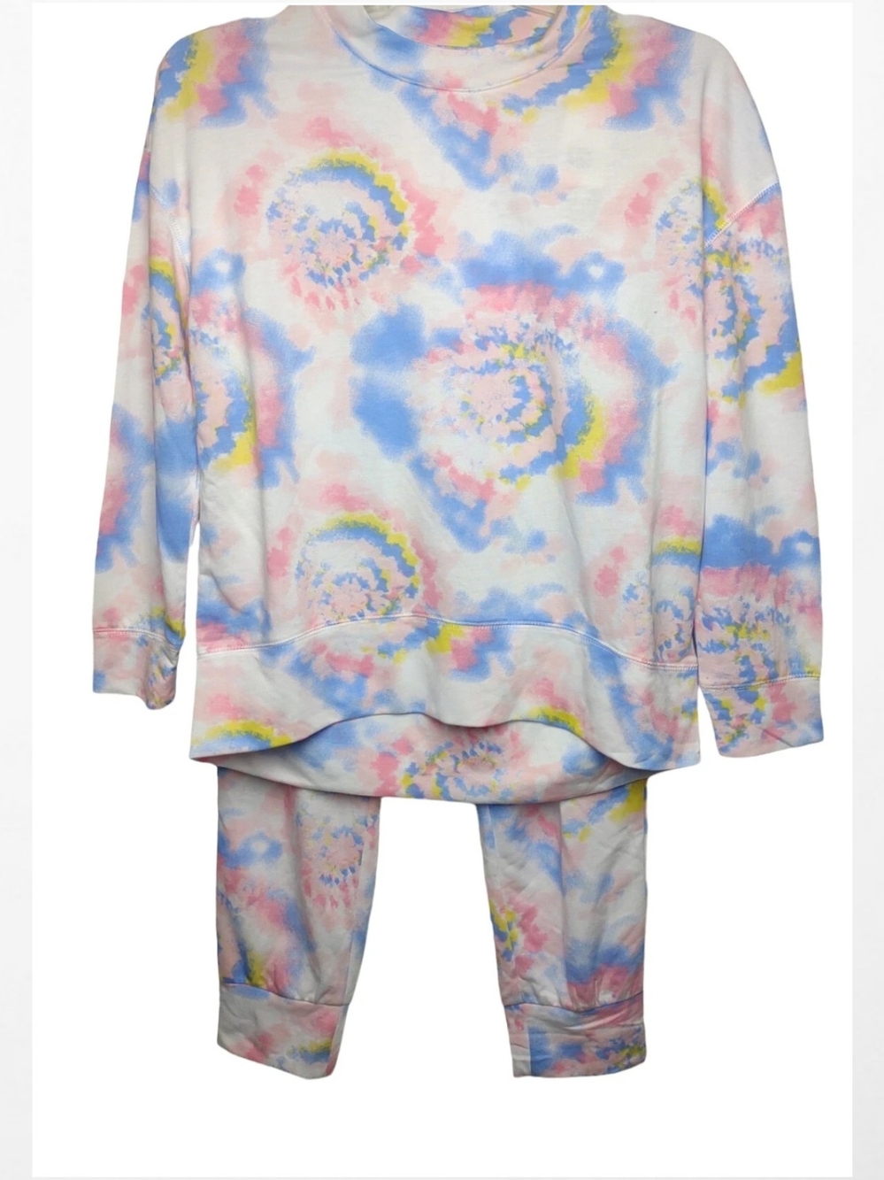 Women's Tie-Dye Pastel Pajama Set - Pink Blue Yellow Joggers